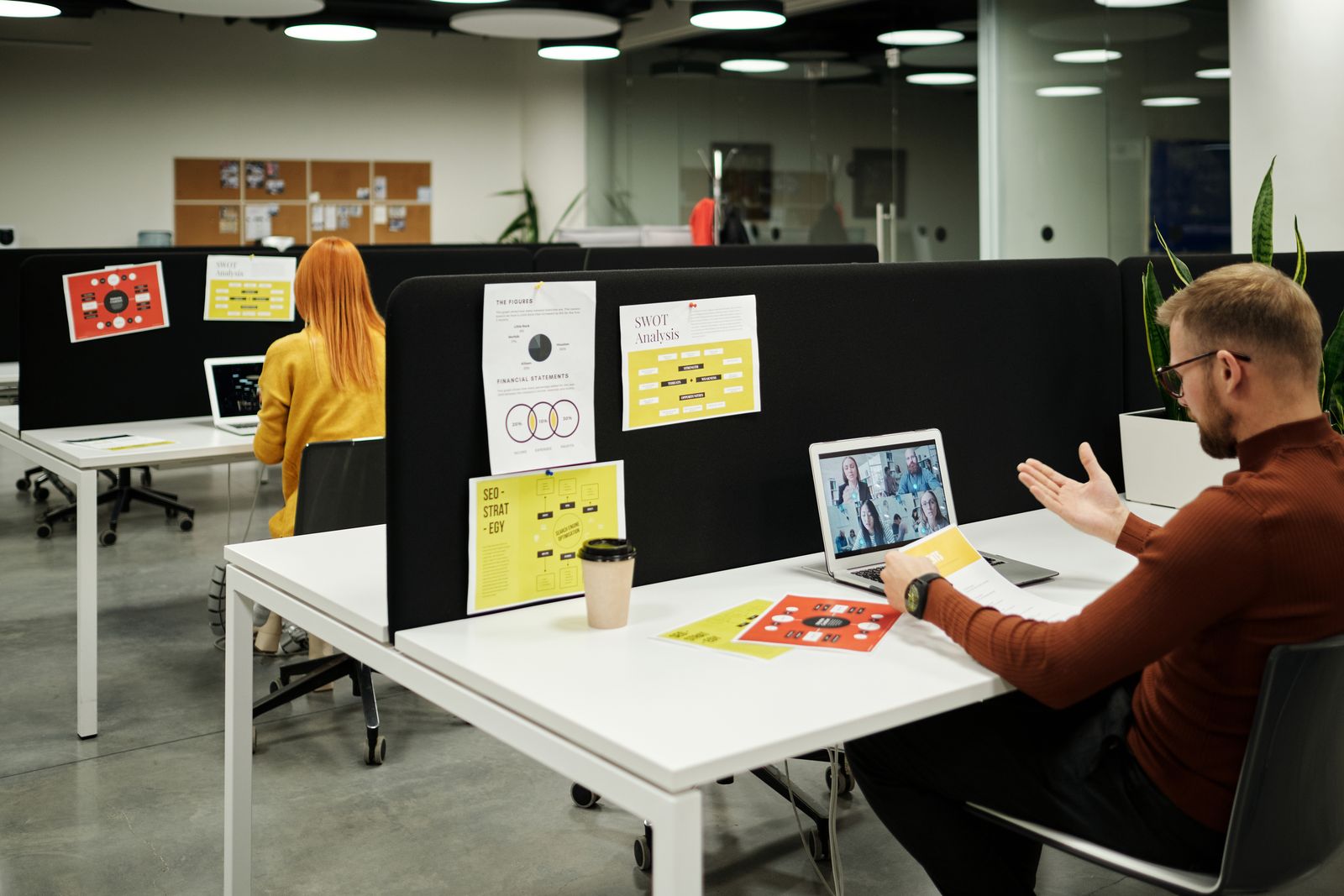 Modern office print room with business printers